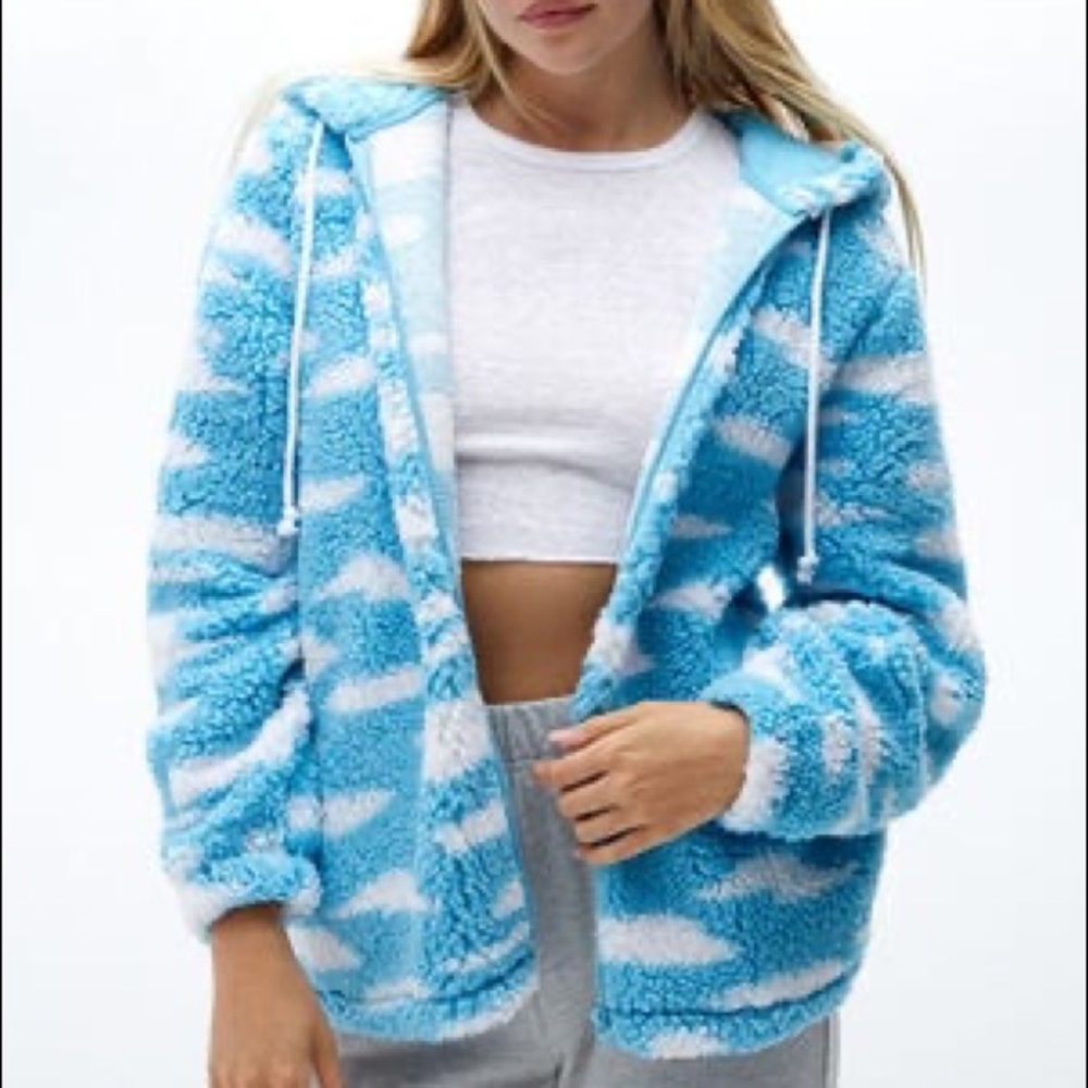 PACSUN Clouds Royal Sherpa Zip Hoodie
